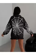 Kadın Örümcek Dijital Baskılı  Rüzgarlık - Siyah