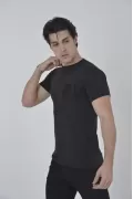 Erkek File Cepli Slim fit T-shirt - Siyah