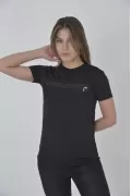 Kadın Göğüste Fermuar Aksesuarlı Dar Kalıp T-Shirt - Siyah