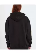 Kadın Baskılı Kapüşonlu Sweatshirt - Siyah