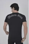 Unisex Göğüs File Aksesuarlı T-shirt - Siyah
