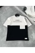 Unisex Torba Cep Detaylı  Parçalı T-Shirt - Siyah