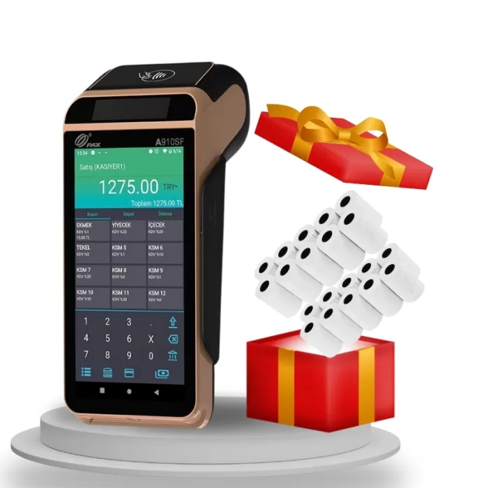 PAX A910SF Android YazarkasaPOS 20 Adet Rulo Hediye