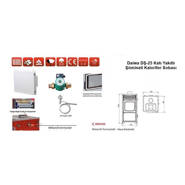 Daiwa DŞ-25 Katı Yakıtlı Şömineli Sıcak Sulu Kalorifer Sobası