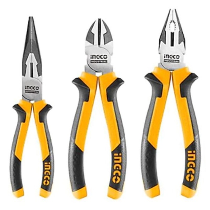 Ingco HKPS28318 Endüstriyel 3lü Set Pense, Yan Keski, Kargaburun Pense