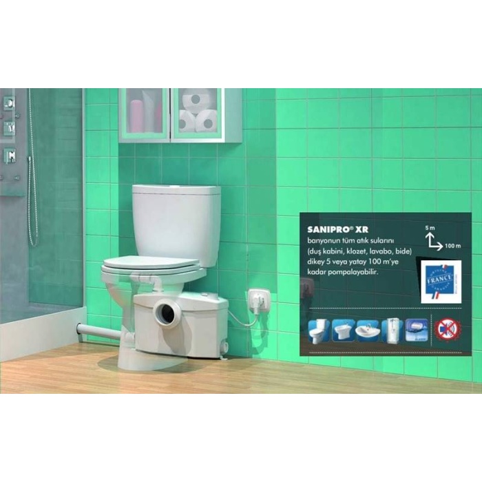 Sanihydro Sanipro XR WC + 3 Ünite Öğütücü Tahliye Cihazı