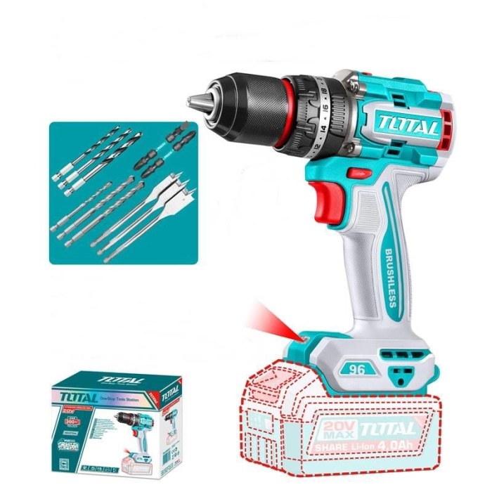 Total TIDLI209681 Solo 20V Akülü Kömürsüz Darbeli Matkap
