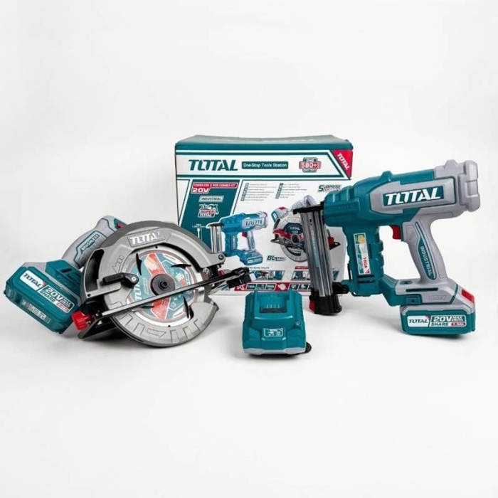 Total TOSLI240866E 20V 2x5.0 Ah Akülü Daire Testere Çivi Tabancası Alet Seti