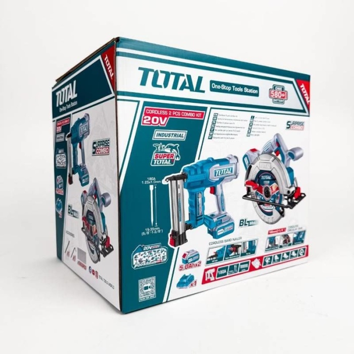 Total TOSLI240866E 20V 2x5.0 Ah Akülü Daire Testere Çivi Tabancası Alet Seti