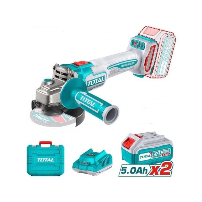 Total TAGLI211545 Akülü Kömürsüz Avuç Taşlama 20V 2x5.0 Ah