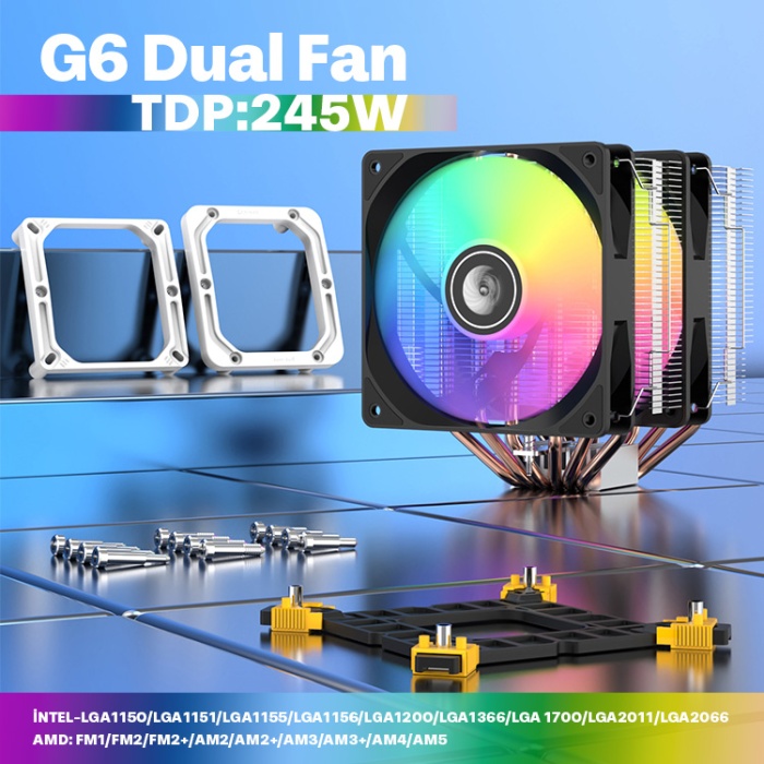 MasterFox G6 2 Fanlı Kule Tipi Soğutucu 245W TDP