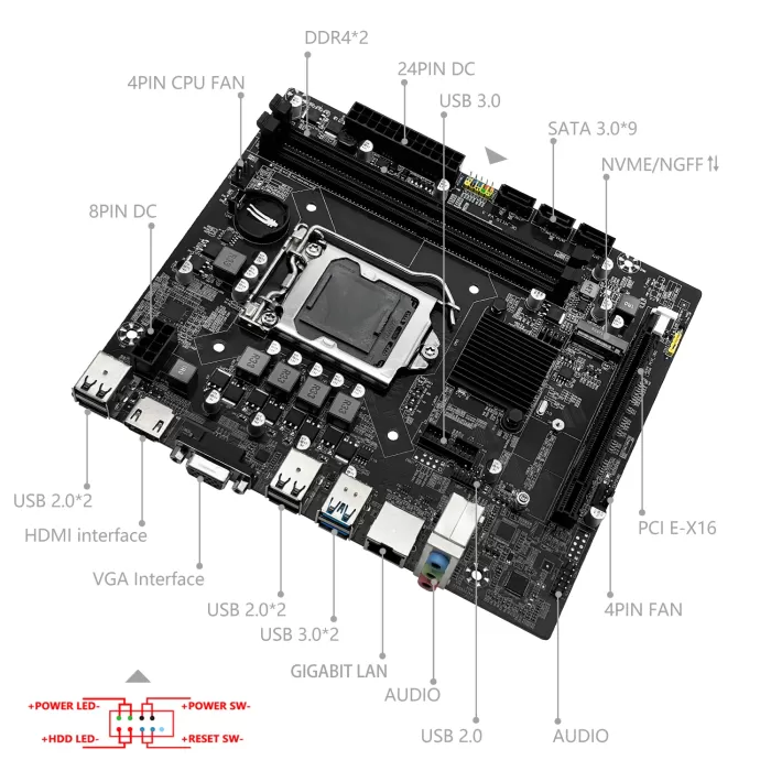 MasterFox H110-PRO Intel H110 1151 Soket 2133 MHz DDR4 USB 3.0 HDMI MATX Anakart