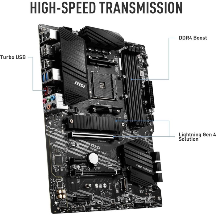 Msı B550-A Pro AM4 DDR4 Bellek 4400(OC) HDMI DP M.2 USB3.2 ATX Anakart