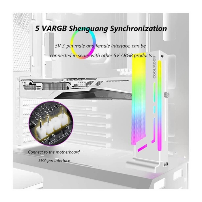 CoolMoon CM-GH2 5V ARGB Ayarlanabilir Dikey Ekran Kartı Tutucu Stand Beyaz