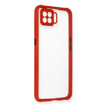 NTM Oppo Reno 4 Lite Kılıf Miami Şeffaf Silikon - Kırmızı