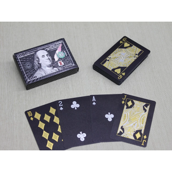 Gümüş Dolar Tasarımlı Siyah İskambil Oyun Kartı Alk4337