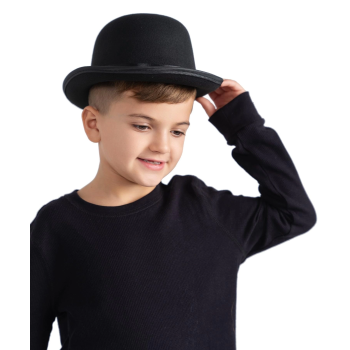 Charlie Chaplin Stil Çocuk Şapkası – Siyah Melon Parti Şapkası
