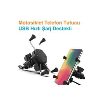 Usb Şarjlı Ayna Bağlantılı Motosiklet Telefon Tutucu Motor Tutacağı