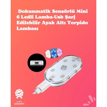 Kolay Montajlı, Çok Renkli USB Şarjlı Kablosuz Araç İçi Işık Seti