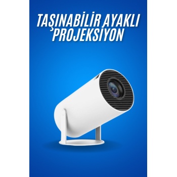 Sinema Projektörü Android HDMI USB WİFİ Ses Çıkışlı Ayaklı Projeksiyon Taşınabilir