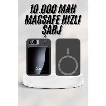 Taşınabilir Şarj Magsafe Powerbank 10.000 mAh Hızlı Şarj Led Göstergeli Kablosuz