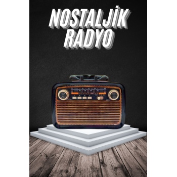 Eskitme Nostalji Tasarımlı Bluetoothlu Nostalji Radyo Ahşap Nostaljik Görünümlü