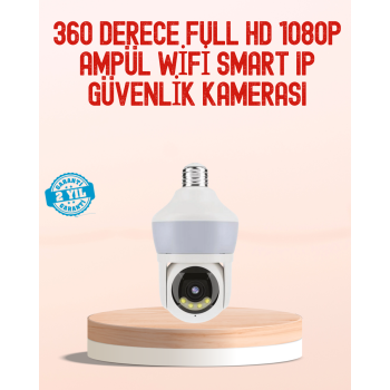 360° Full HD Wi-Fi Akıllı Ampül Kamera Gece Görüşlü