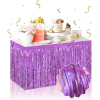 Kendinden Yapışkanlı Mor Metalize Püsküllü Masa Eteği – 75 X 275 Cm Parti Süslemesi