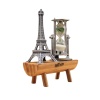Eyfel Kulesi Tasarımlı Kum Saati Kristalleştirilmiş Kum Saati Dekoratif Ahşap Görünümlü