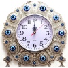 Nazar Boncuklu Gümüş Kaplama Solmaz Kararmaz Duvar Saati