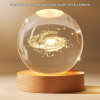 Gün Işığı LED’li 3D Kristal Galaksi Küre Ahşap Tabanlı Dekoratif Lamba