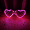 Pembe Led Işıklı Kalp Gözlük – 3 Modlu Parti  Glow Gözlüğü
