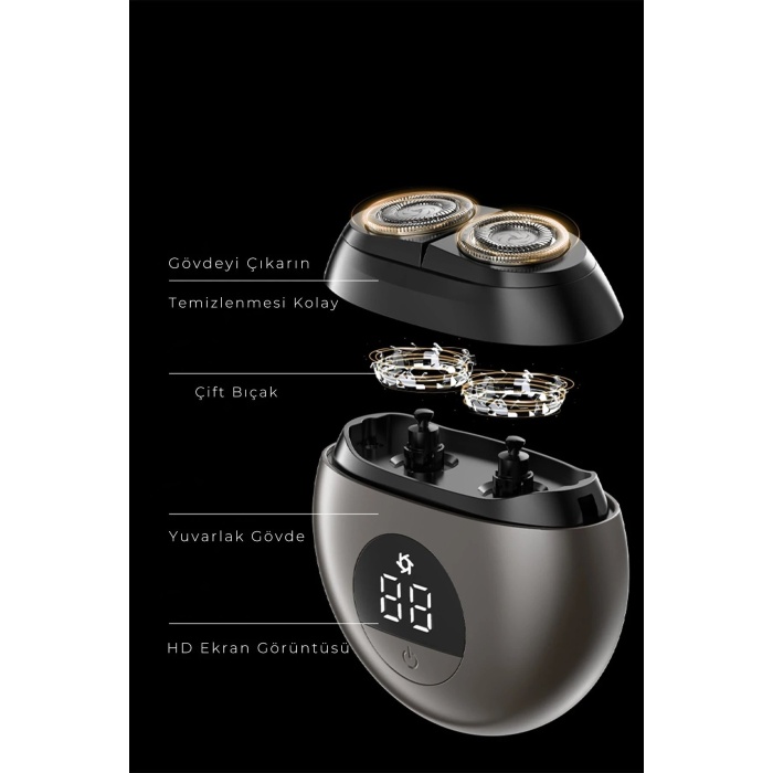 NTM CB-S1 Dijital Şarj Göstergeli Tıraş Makinesi - Gri