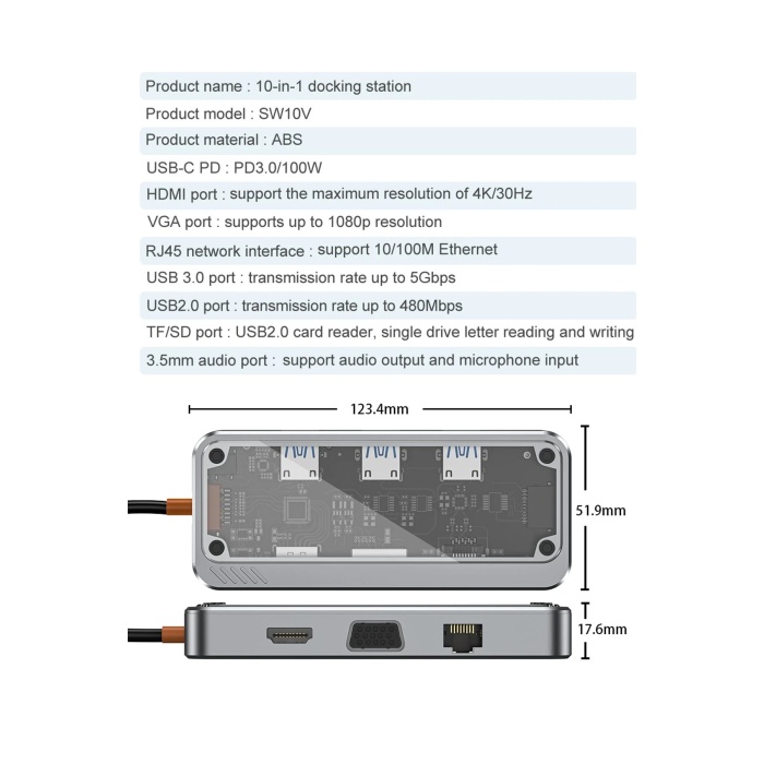 NTM Dönüştürücü 10in1 Hub SW10V - Gri