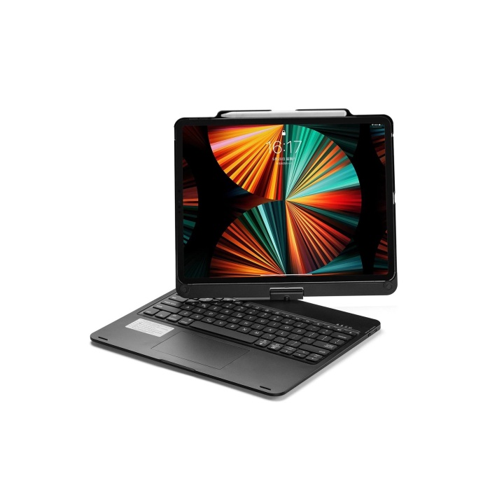 NTM iPad Pro 12.9 (2021) Kılıf Magic Dönen Klavyeli Tablet Kılıf - Siyah