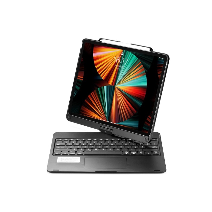 NTM iPad Pro 12.9 (2021) Kılıf Magic Dönen Klavyeli Tablet Kılıf - Siyah