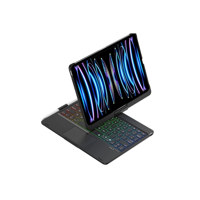 NTM iPad Pro 11 (2024) F11 ATS Kılıf Magic Dönen Klavyeli Tablet Kılıf - Siyah