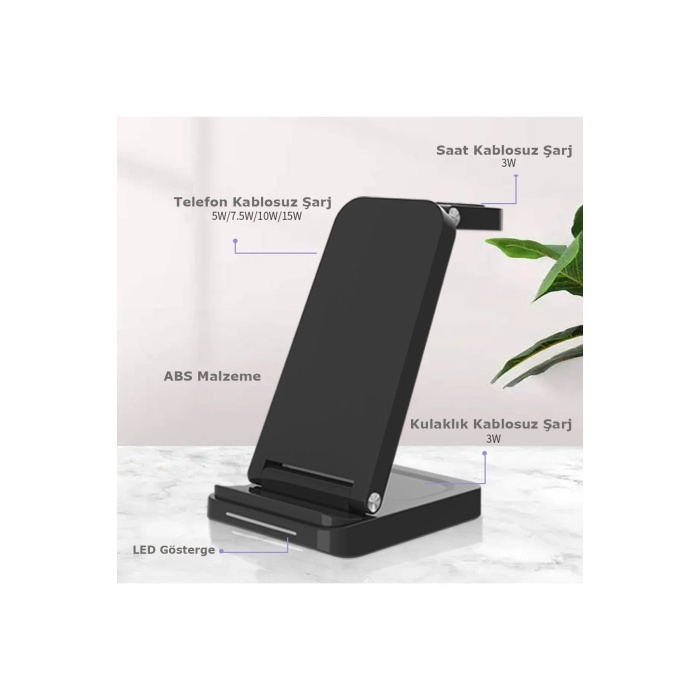 NTM S90 4in1 Kablosuz Şarj Masaüstü Set - Siyah