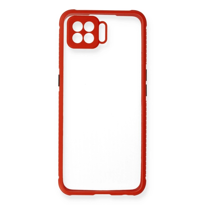 NTM Oppo Reno 4 Lite Kılıf Miami Şeffaf Silikon - Kırmızı