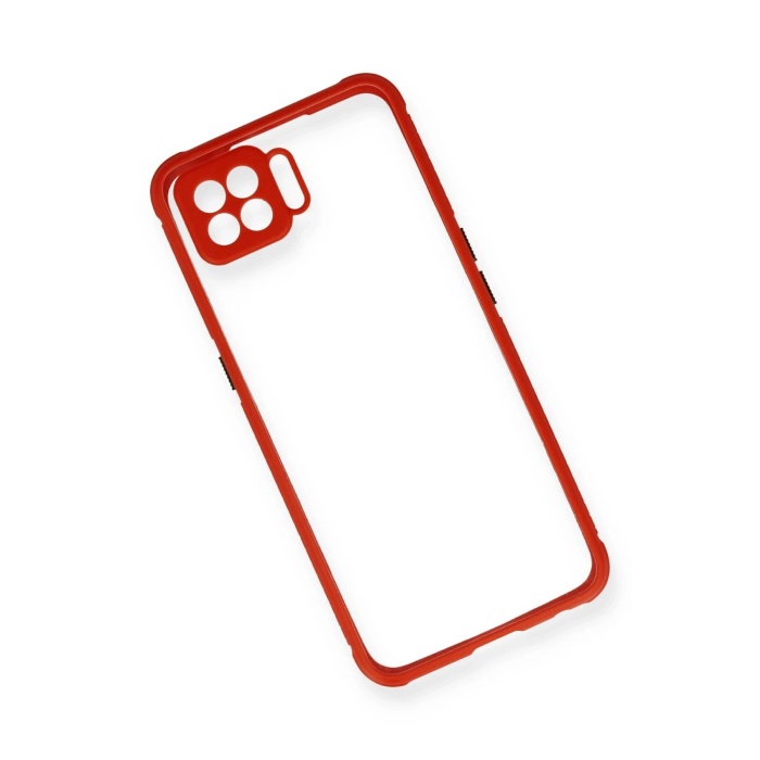 NTM Oppo Reno 4 Lite Kılıf Miami Şeffaf Silikon - Kırmızı