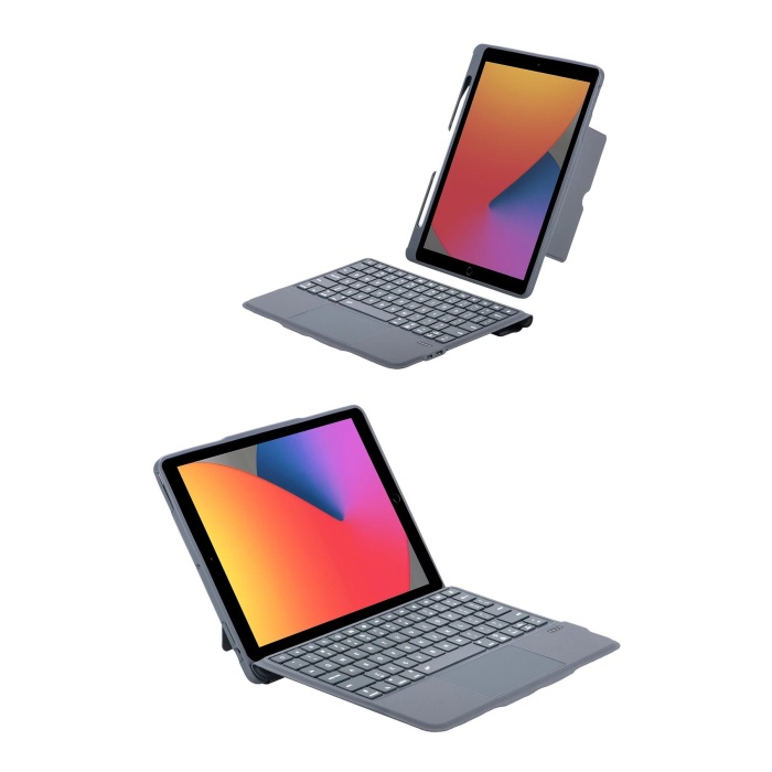 NTM T5506D iPad 10.2 (9.Nesil) Kılıf Palermo Ledli Klavyeli Standlı Tablet Kılıfı - Siyah