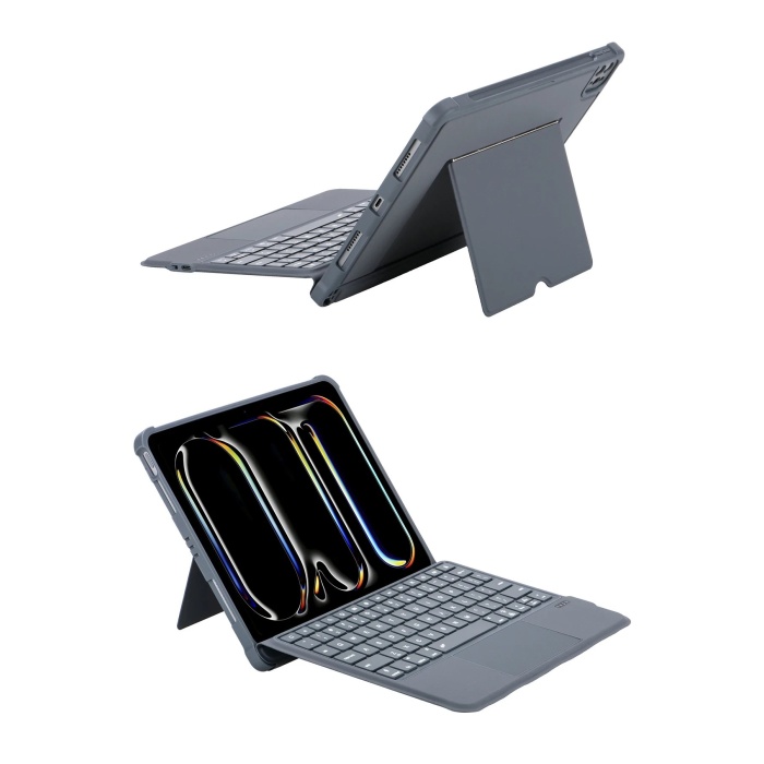NTM T5507D iPad Pro 11 (2022) Kılıf Palermo Ledli Klavyeli Standlı Tablet Kılıfı - Siyah