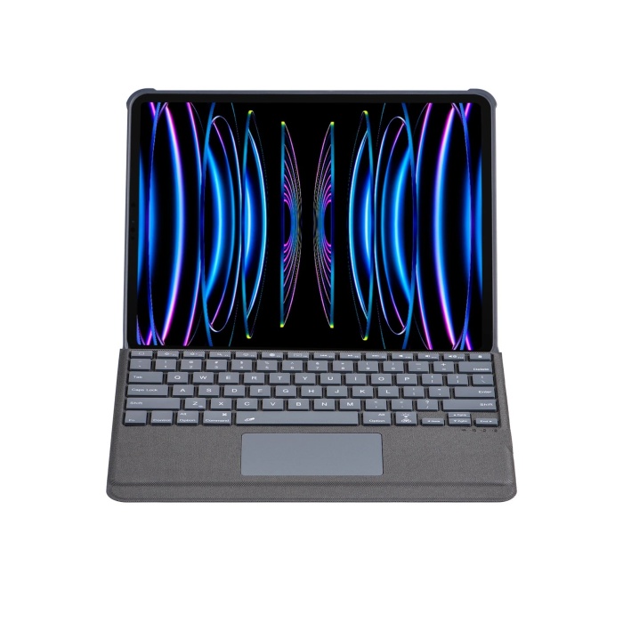 NTM T5509D iPad Pro 12.9 (2022) Kılıf Palermo Ledli Klavyeli Standlı Tablet Kılıfı - Siyah