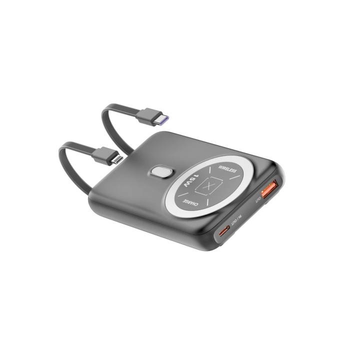 NTM J39 10.000 mAh 20W PD Dahili Kablolu Magsafe Powerbank - Siyah