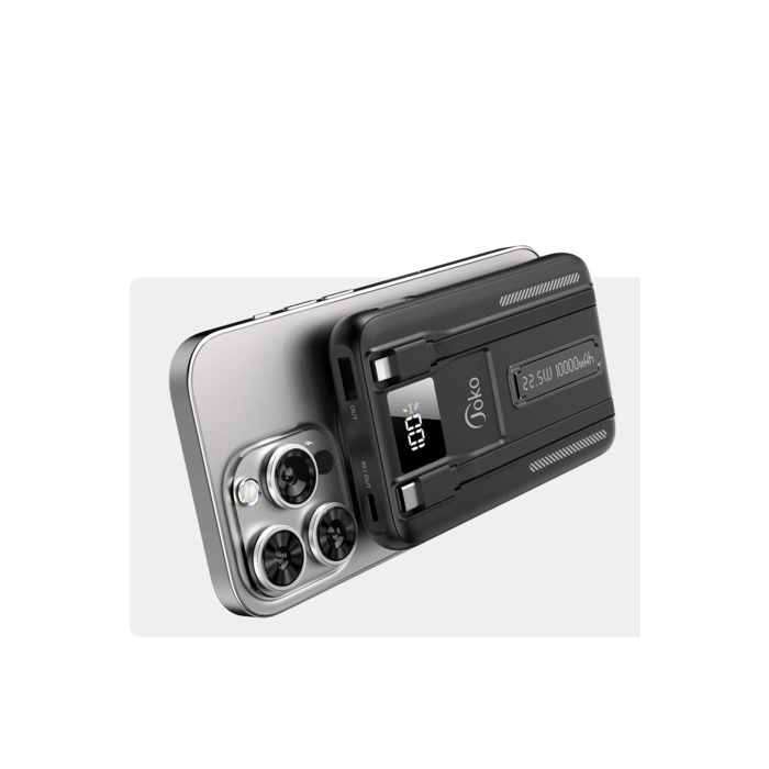 NTM J39 10.000 mAh 20W PD Dahili Kablolu Magsafe Powerbank - Siyah