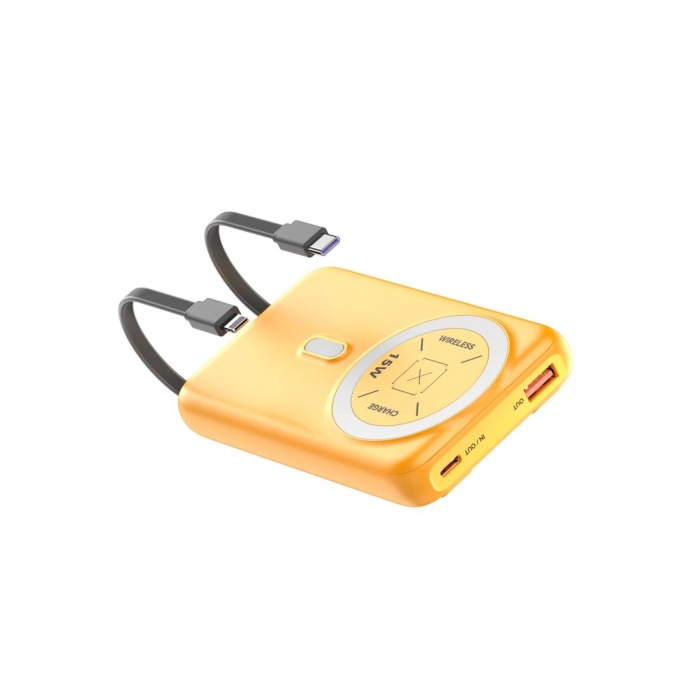 NTM J39 10.000 mAh 20W PD Dahili Kablolu Magsafe Powerbank - Turuncu