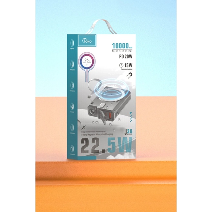 NTM J38 10.000 mAh 20W PD Led Işıklı Magsafe Powerbank - Gri