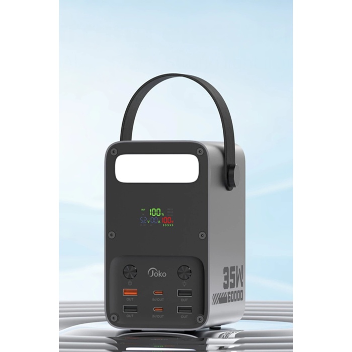 NTM J51 60.000 mAh Dijital Sarj Göstergeli Led Işıklı 35W PD Powerbank - Gümüş