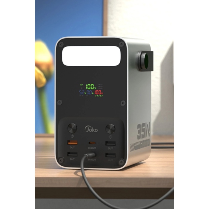 NTM J51 60.000 mAh Dijital Sarj Göstergeli Led Işıklı 35W PD Powerbank - Gümüş