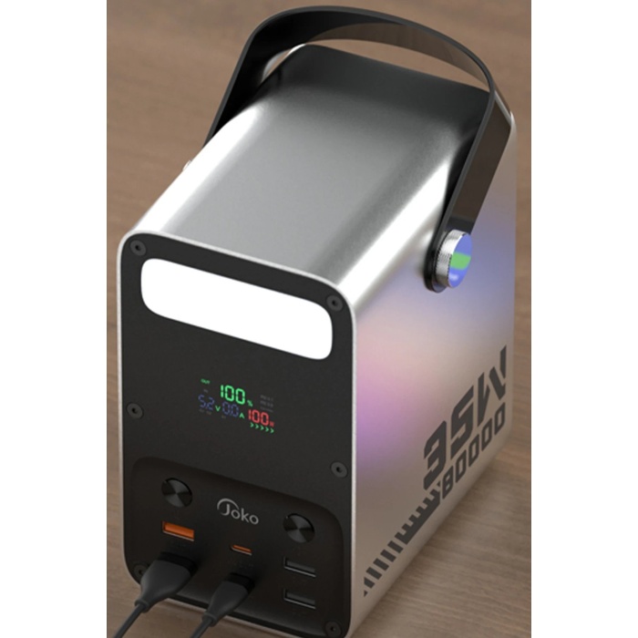 NTM J52 80.000 mAh Dijital Şarj Göstergeli Led Işıklı 35W PD Powerbank - Gümüş